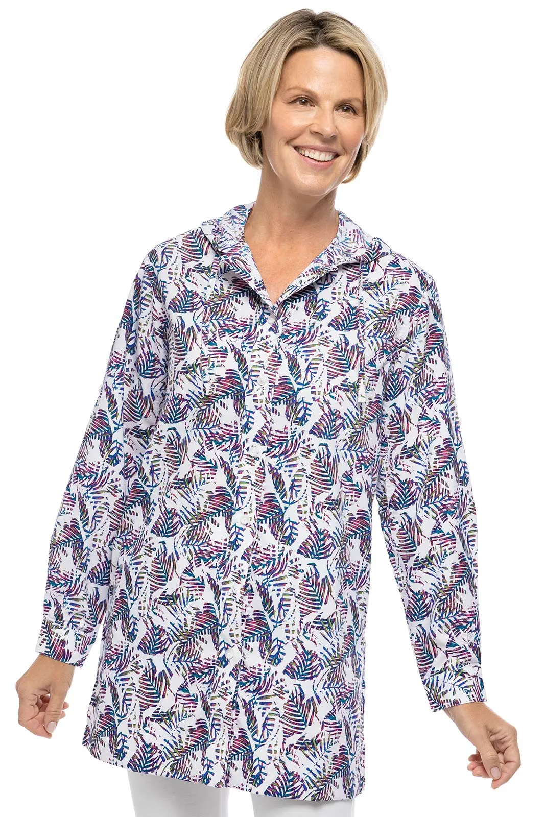 Women's Iztapa Beach Shirt | Magnolia Pink Beach Leaves